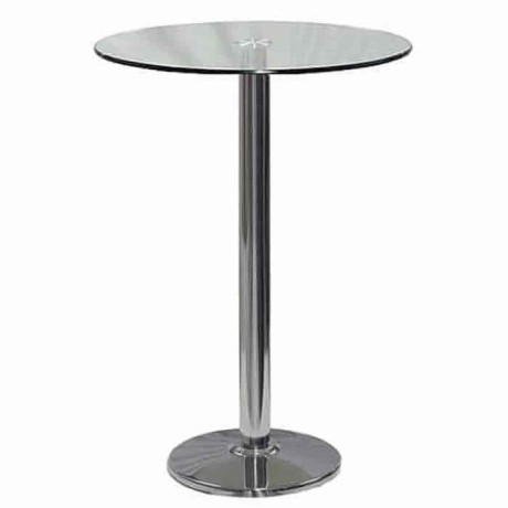 Glass Table Top Stainless Steel Cocktail Bistro Table