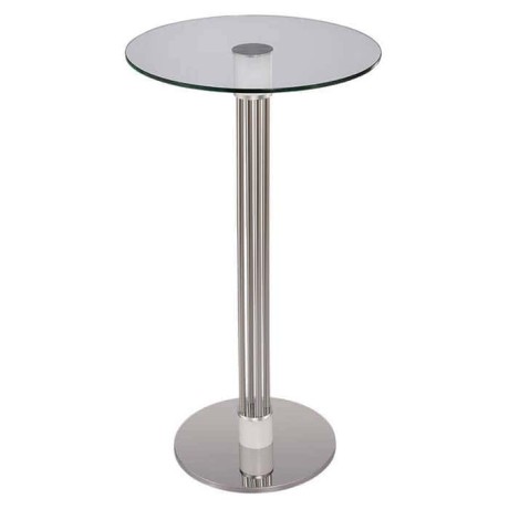 Bistro Cocktail Table with Glass Table Top Stainless Sticks