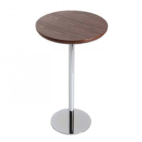 Polished Natural Upholstered Stainless Round Base Cocktail Table