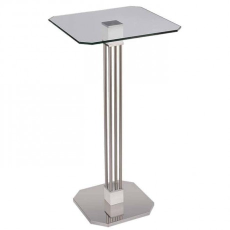 Square Glass Stainless Leg Cocktail Table