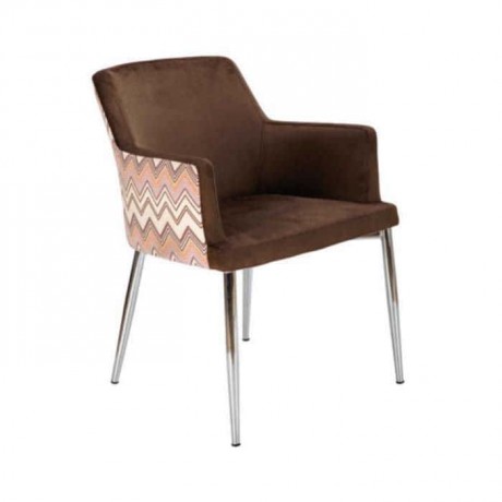Brown Fabric Patterned Polyurethane Arm Chair