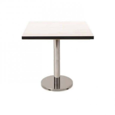 Round Stainless Leg Table with 36mm Compact Table Top