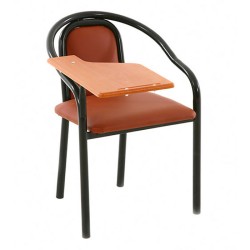 Черно боядисан семинарен конферентен стол с кафява кожена тапицерия Черно боядисан семинарен конферентен стол с кафява кожена тапицерия