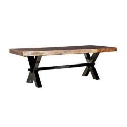 Çapraz Demir Ayaklı Doğal Ahşap Kütük Masa Çapraz Demir Ayaklı Doğal Ahşap Kütük Masa