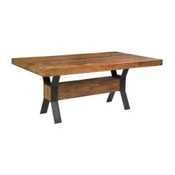 Table en bois avec pieds croisés en métal