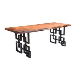 Dekorlu Siyah Metal Ayaklı Ceviz Kütük Masa Dekorlu Siyah Metal Ayaklı Ceviz Kütük Masa