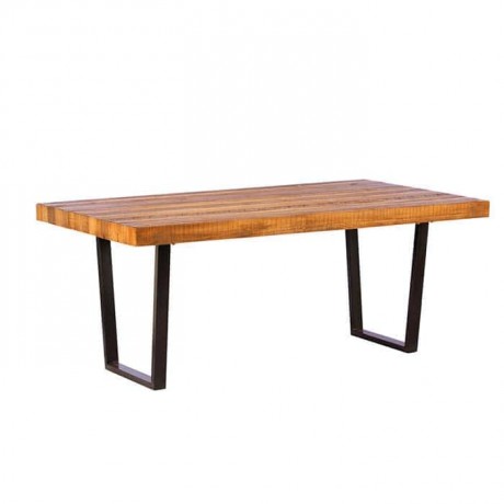 Rectangular Metal Leg Wooden Table