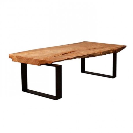 Natural Wooden Log Table Metal Leg