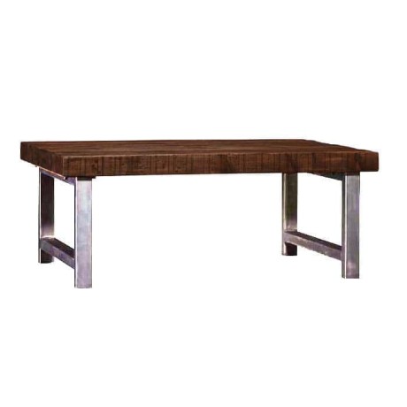 Square Profile Metal Leg Wooden Log Table