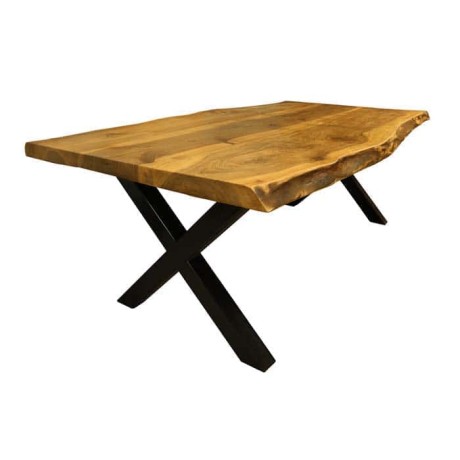 Cafe Block Table with X Leg