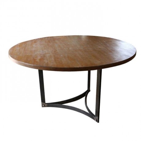 Round Table Top Metal Wrought Iron Leg Wooden Log Table