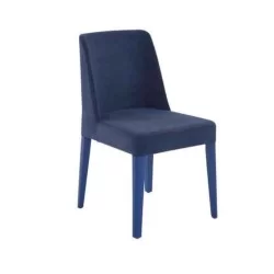 Chaise rembourrée en polyuréthane peint en bleu marine et pieds bleus