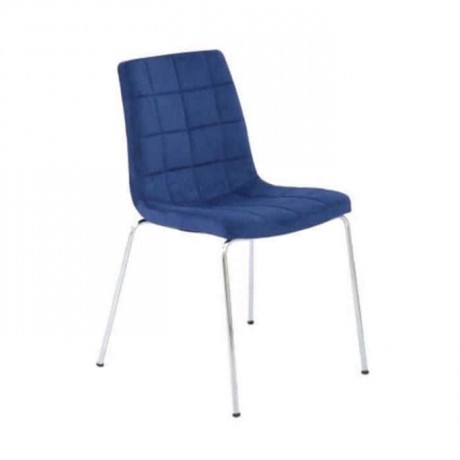Navy Blue Plaid Polyurethane Chair