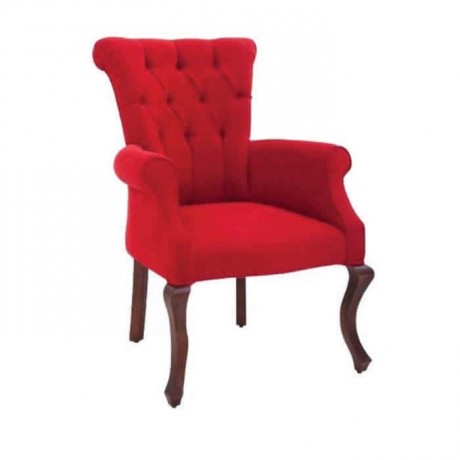 Lukens Footed Quilted Red Fabric Chair