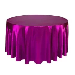 Nappe ronde en tissu satiné fushia