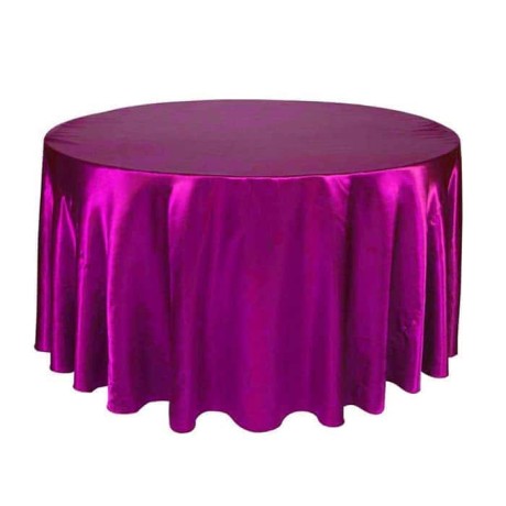 Fushia Saten Kumaşlı Yuvarlak Masa Örtüsü Fushia Saten Kumaşlı Yuvarlak Masa Örtüsü