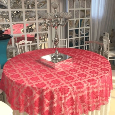 Red Patterned Wedding Hall Table Cloth