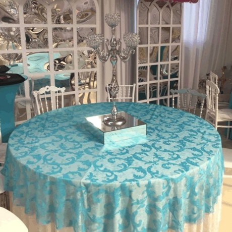 Turquoise Patterned Banquet Table Wedding Invitation Hall Table Cloth