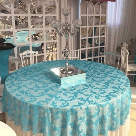 Turquoise Patterned Banquet Table Wedding Invitation Hall Table Cloth