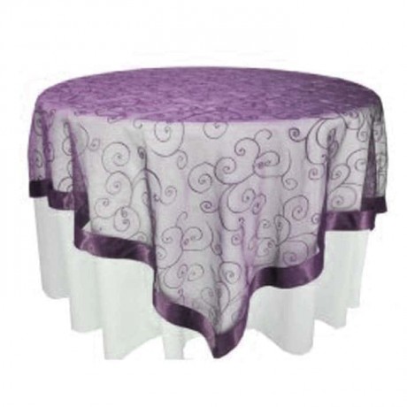 Round Table Cloth with Purple Fabric