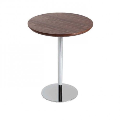 Stainless Round Base Wooden Round Table