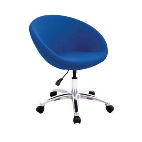 Blue Fabric Upholstered Chrome Leg Polyurethane Chair