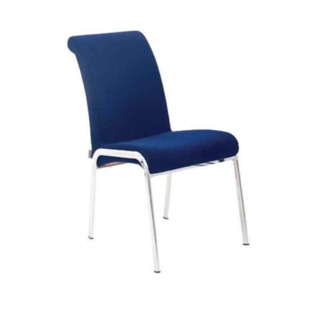 Blue Fabric Upholstered Chrome Pipe Polyurethane Chair