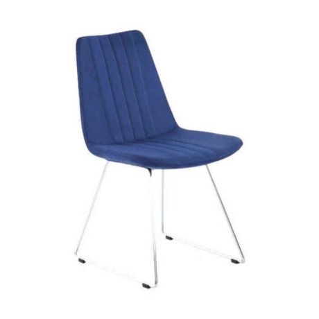 Blue Fabric Sliced Polyurethane Metal Chair