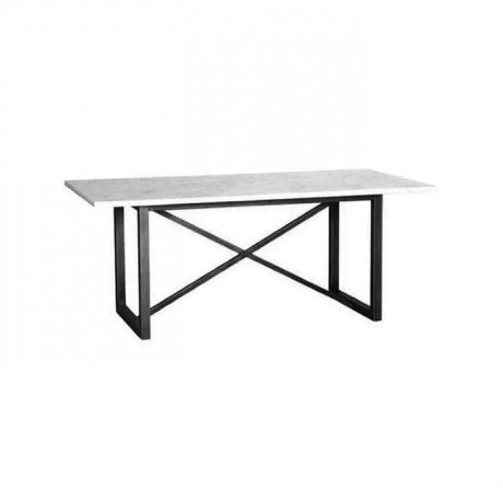 Cross Metal Black Footed Hotel Home Restaurant Marble Table