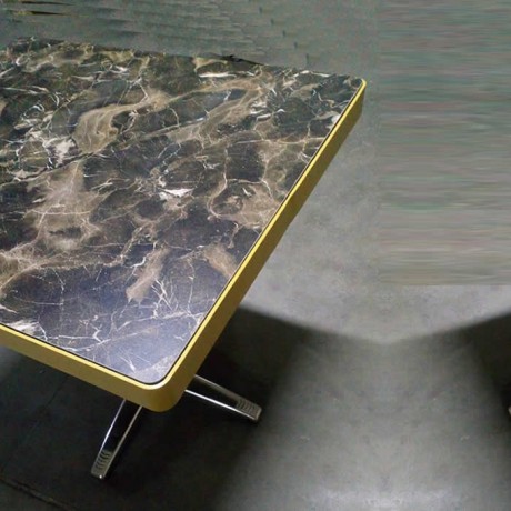 Metal Çerçeveli Mermer Görünümlü Kompakt Tablalı Paslanmaz Yıldız Ayaklı Cafe Masası