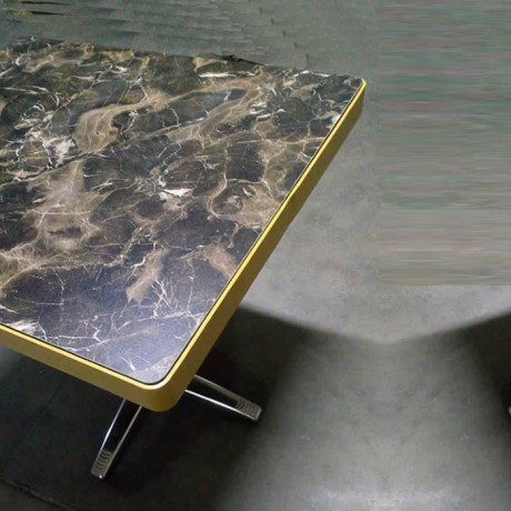 Metal Framed Marble Look Compact Table Top Stainless Star Leg Cafe Table