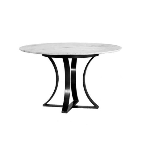 Black Metal Pedestal Granite Marble Top Table