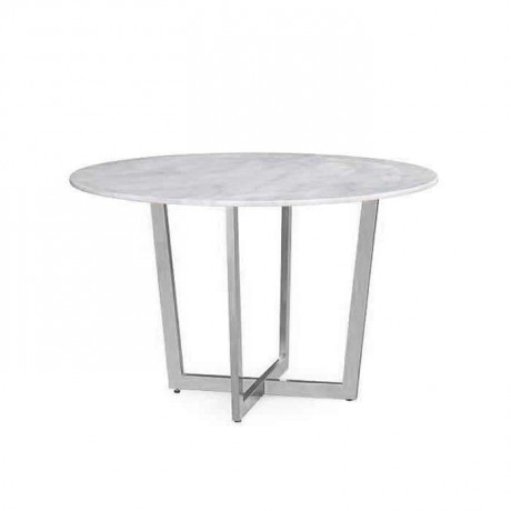 Round Metal Pedestal Restaurant Cafe Marble Table