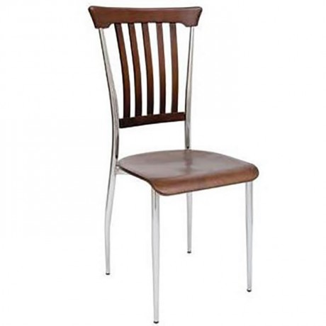 Wooden Wooden Topped Chrome Metal Chair