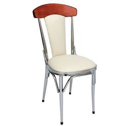 Стол с хромиран дървен покрив Стол с хромиран дървен покрив