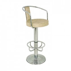 Beige Leather Upholstered Chrome Bar Chair