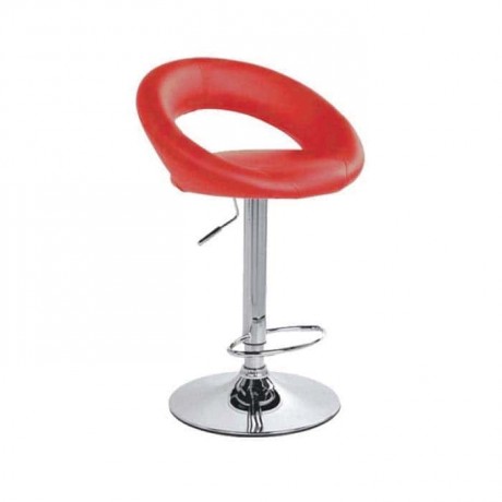 Red Leather Upholstered Bar Chair