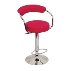 Chaise de bar avec patte en métal rembourrée en cuir rouge