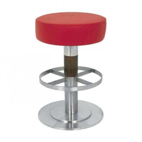 Stainless Steel Floor Bar Stool with Red Leather