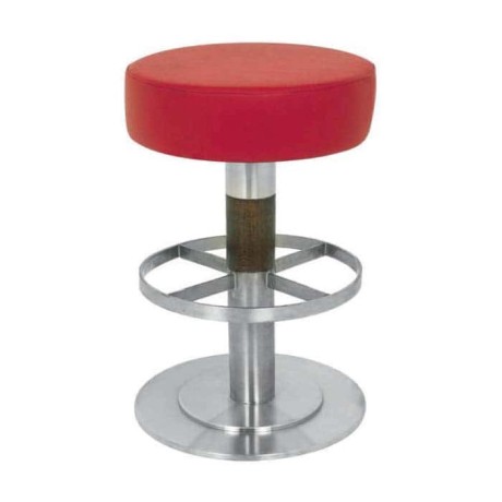 Stainless Steel Floor Bar Stool with Red Leather