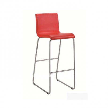 Red Leather Metal Leg Kitchen Bar Chair