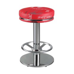 Kırmızı Desenli Derili Paslanmaz Ayaklı Yüksek Bar Taburesi Kırmızı Desenli Derili Paslanmaz Ayaklı Yüksek Bar Taburesi