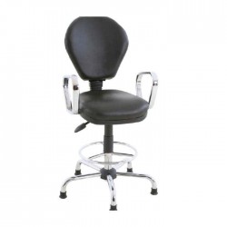 Black Leather Upholstered Chair With Armrest