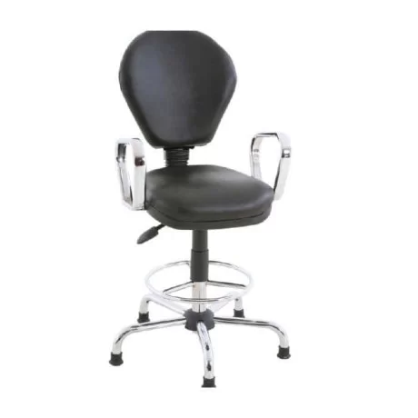 Black Leather Upholstered Chair With Armrest Black Leather Upholstered Chair With Armrest