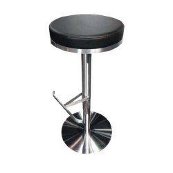 Неръждаема крака черна кожена табуретка