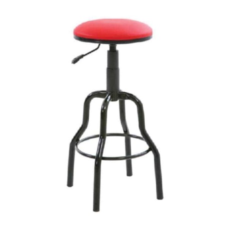 Black Painted Red Leather Upholstered Bar Stool