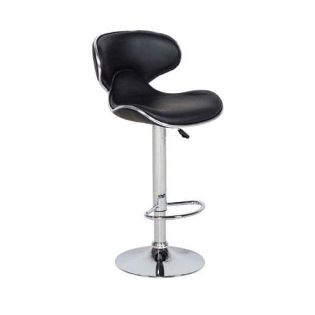 Black Leather Upholstered Shock Absorber Metal Bar Chair