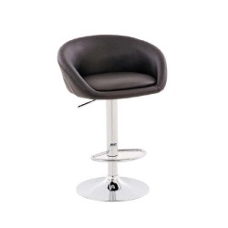 Black Leather Upholstered Bar Chair with Chrome Legs Black Leather Upholstered Bar Chair with Chrome Legs