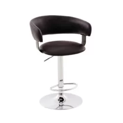 Chaise de bar en métal en cuir noir avec amortisseur