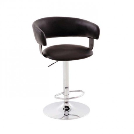 Black Leather Shock Absorbered Metal Bar Chair